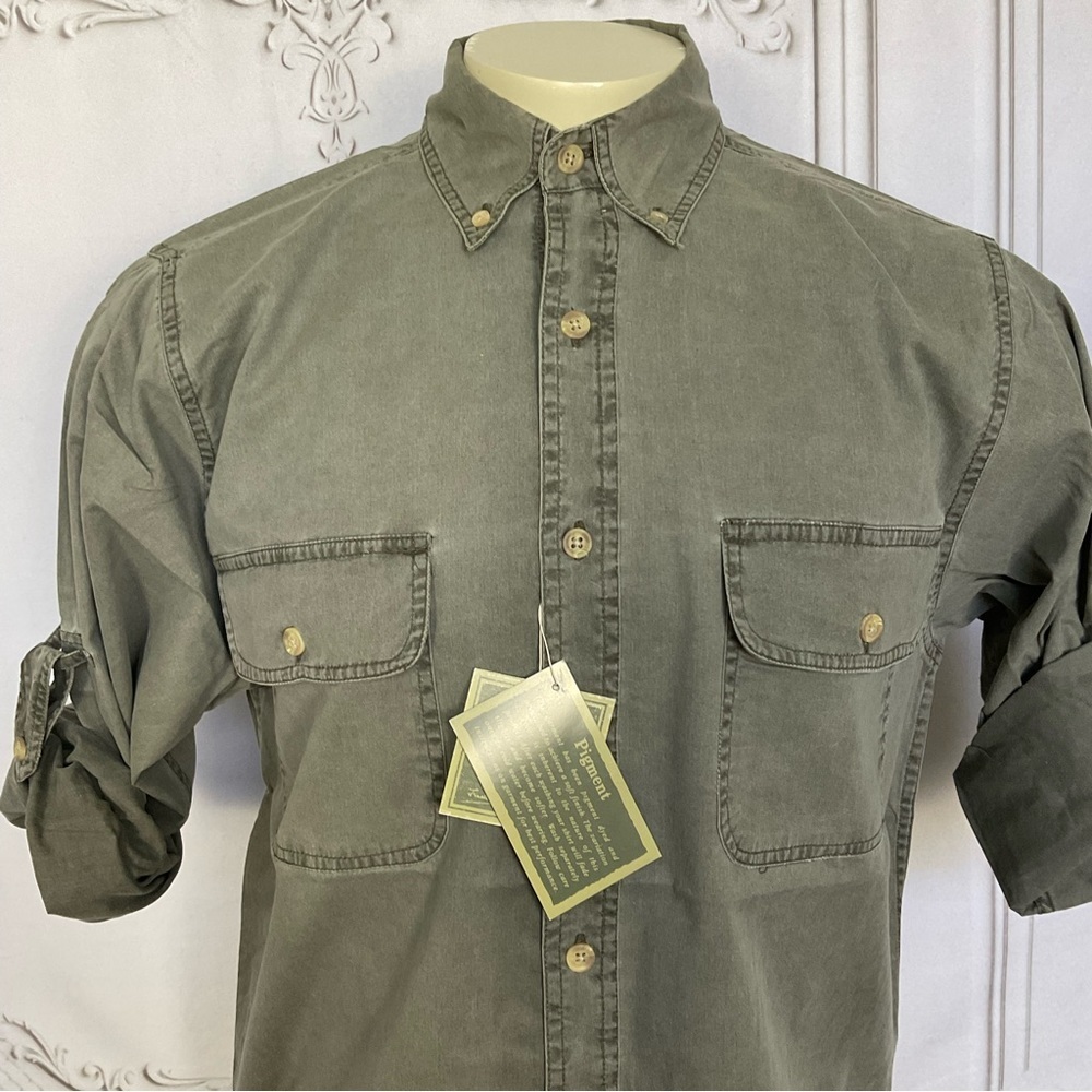 Clearwater Outfitters Mens Olive Khaki Green Long Sleeve Outdoorsman Top Medium - Picture 5 of 9
